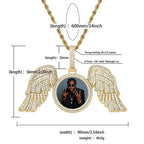 Angel Wings Custom Photo Medallion Necklace Iced Out  Cubic Zirconia Pendant Hip Hop Jewelry nowadaysfashion
