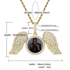 Angel Wings Custom Photo Medallion Necklace Iced Out  Cubic Zirconia Pendant Hip Hop Jewelry nowadaysfashion