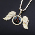 Angel Wings Custom Photo Medallion Necklace Iced Out  Cubic Zirconia Pendant Hip Hop Jewelry nowadaysfashion