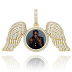 Angel Wings Custom Photo Medallion Necklace Iced Out  Cubic Zirconia Pendant Hip Hop Jewelry nowadaysfashion
