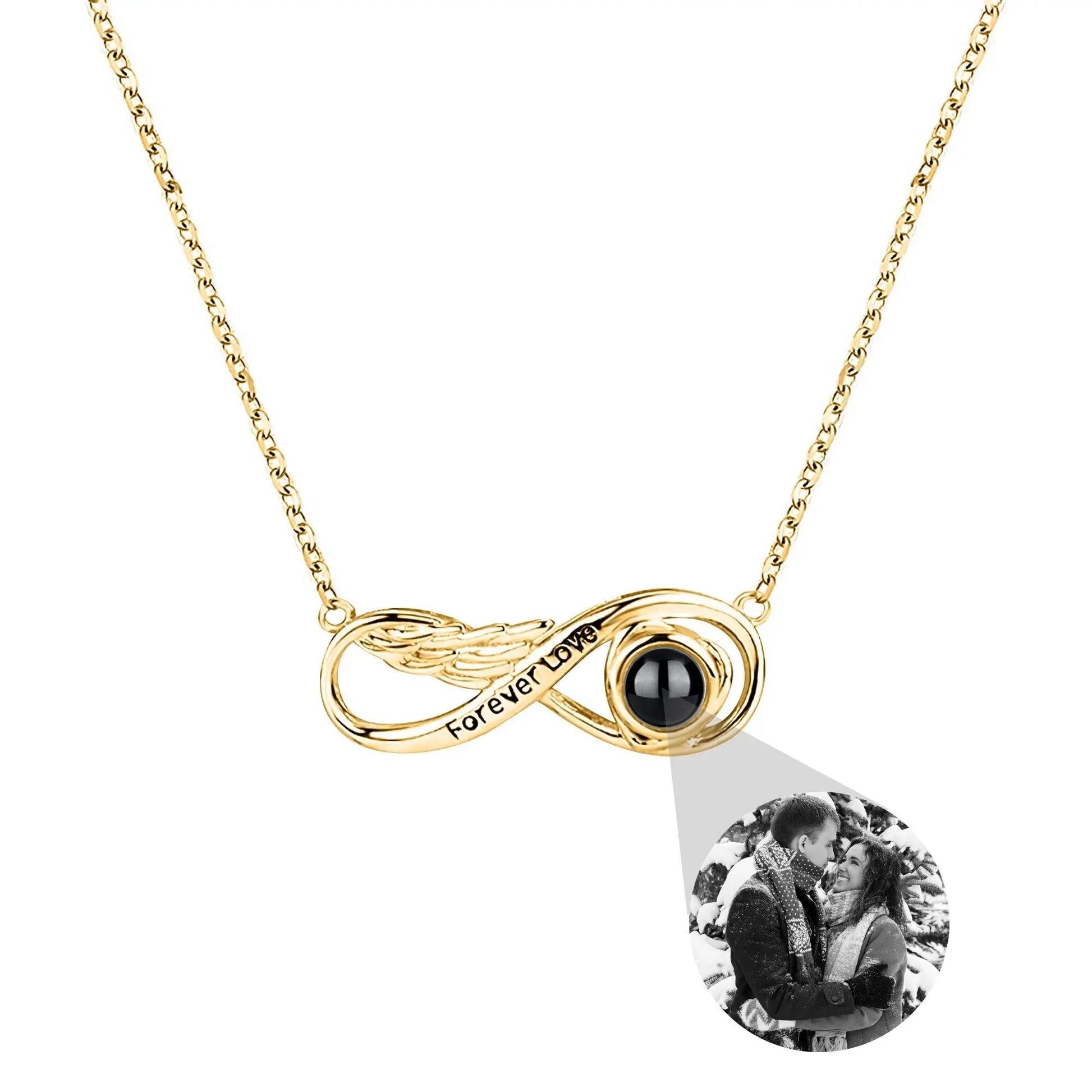 Angel wings with customizable photos Projection Necklace Pendant Jewelry - Blade & Thread