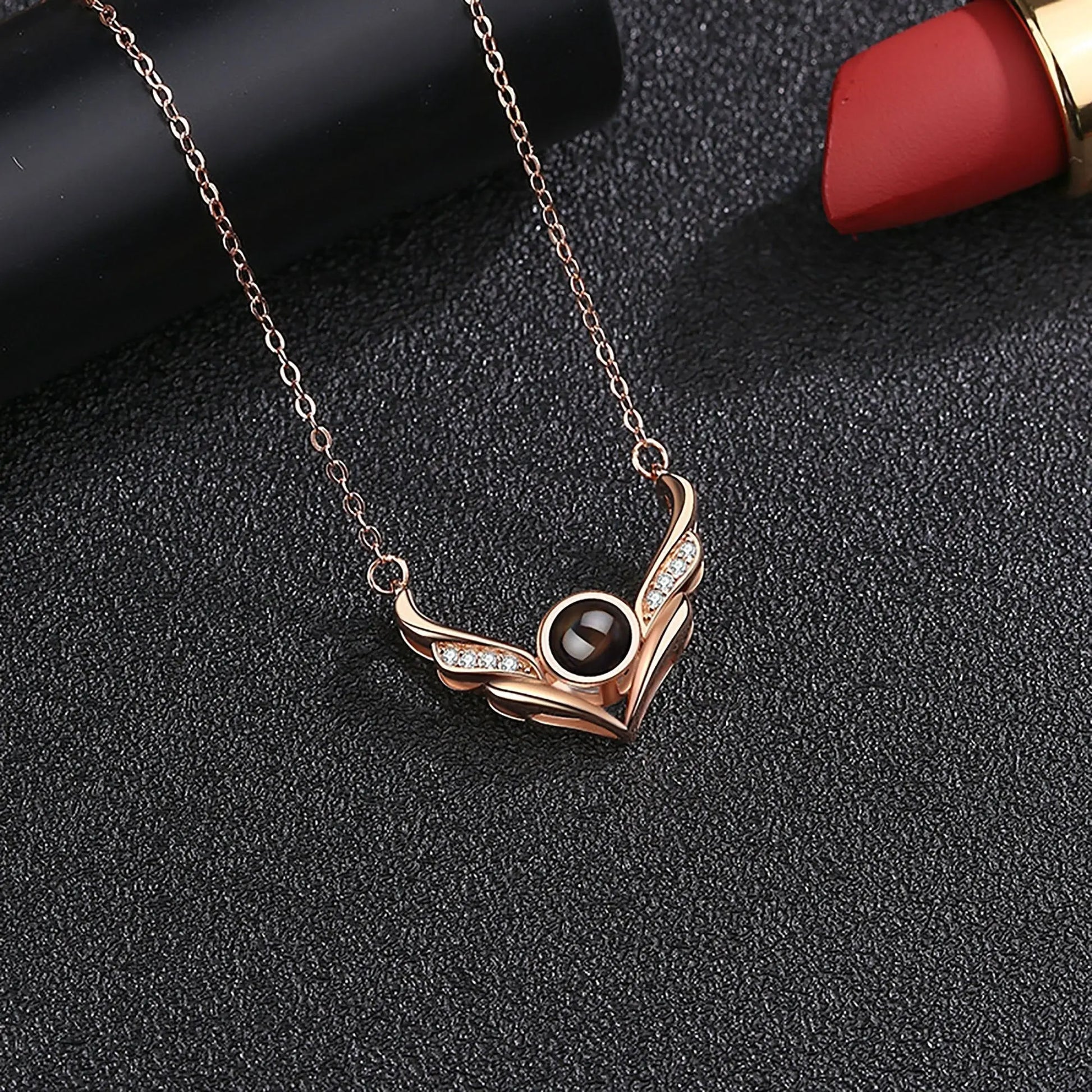 Angel wings with customizable photosProjection Necklace Pendant Jewelry - Blade & Thread