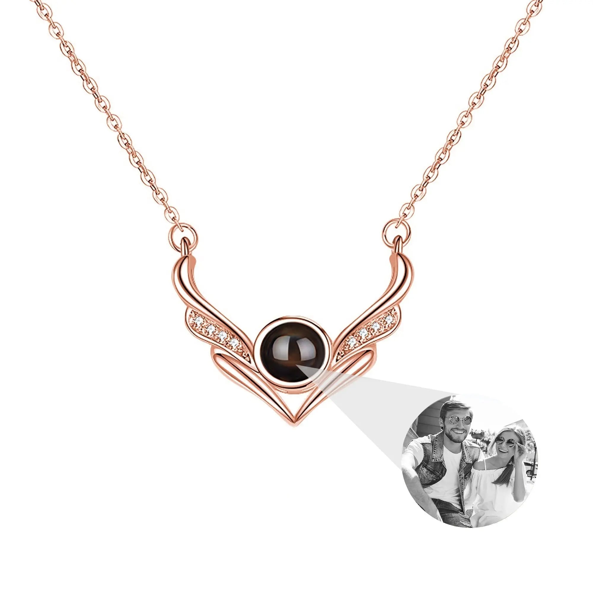 Angel wings with customizable photosProjection Necklace  Pendant Jewelry nowadaysfashion