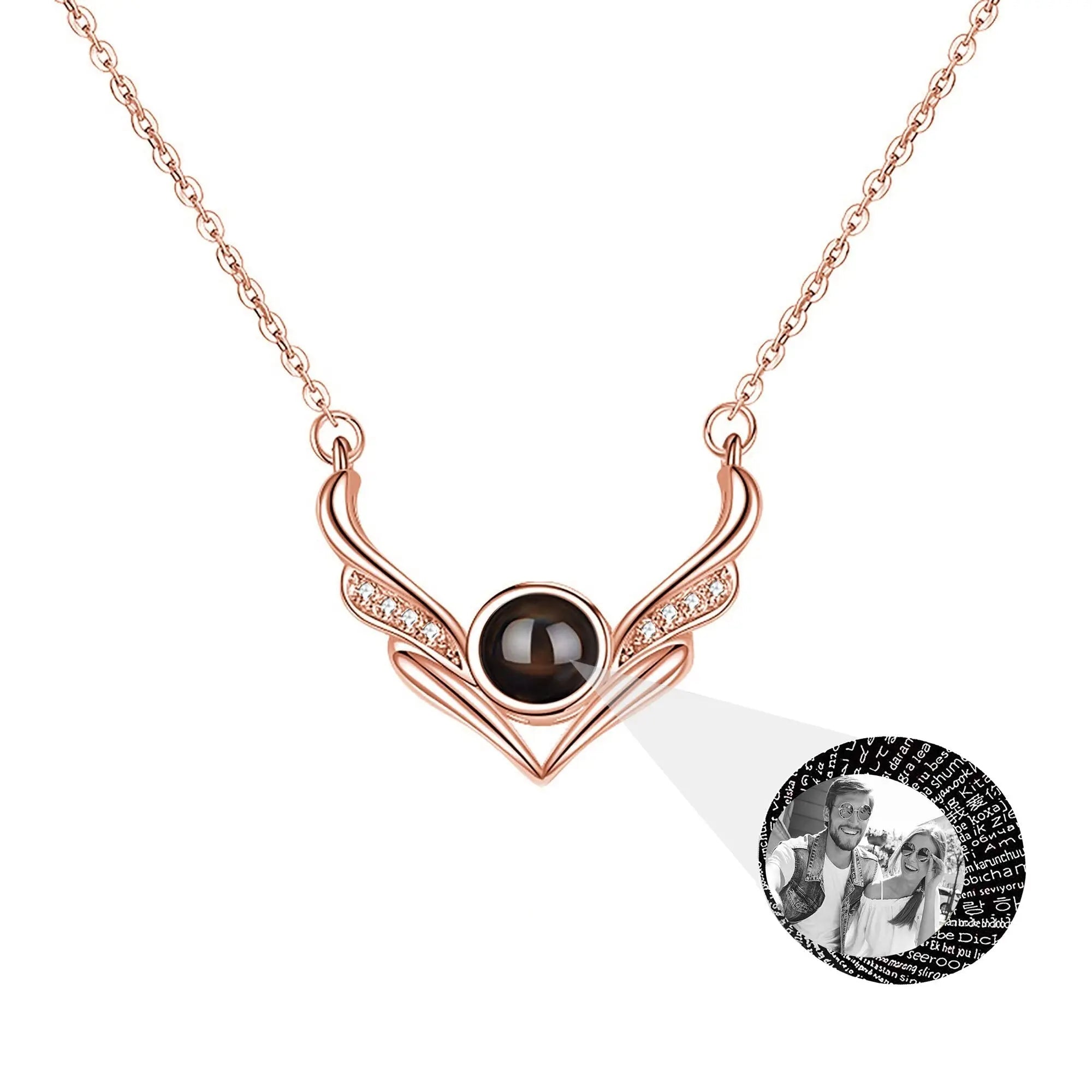 Angel wings with customizable photosProjection Necklace  Pendant Jewelry nowadaysfashion