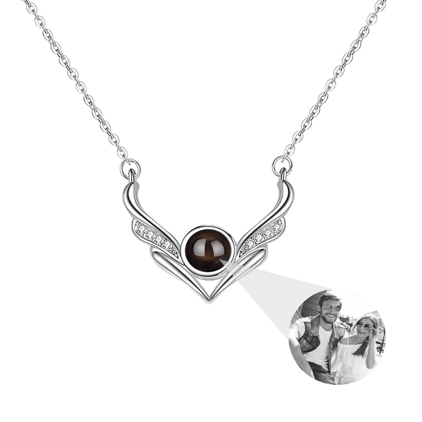 Angel wings with customizable photosProjection Necklace Pendant Jewelry - Blade & Thread