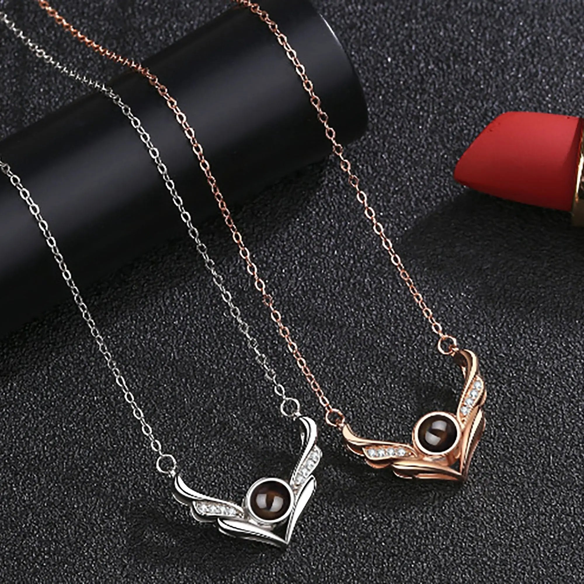 Angel wings with customizable photosProjection Necklace  Pendant Jewelry nowadaysfashion
