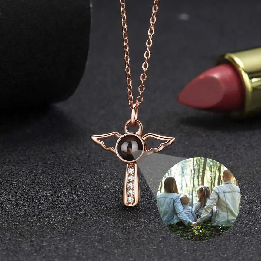 Angels Photo Custom Projection Necklace For Women Personalized Pendant Jewelry - Blade & Thread