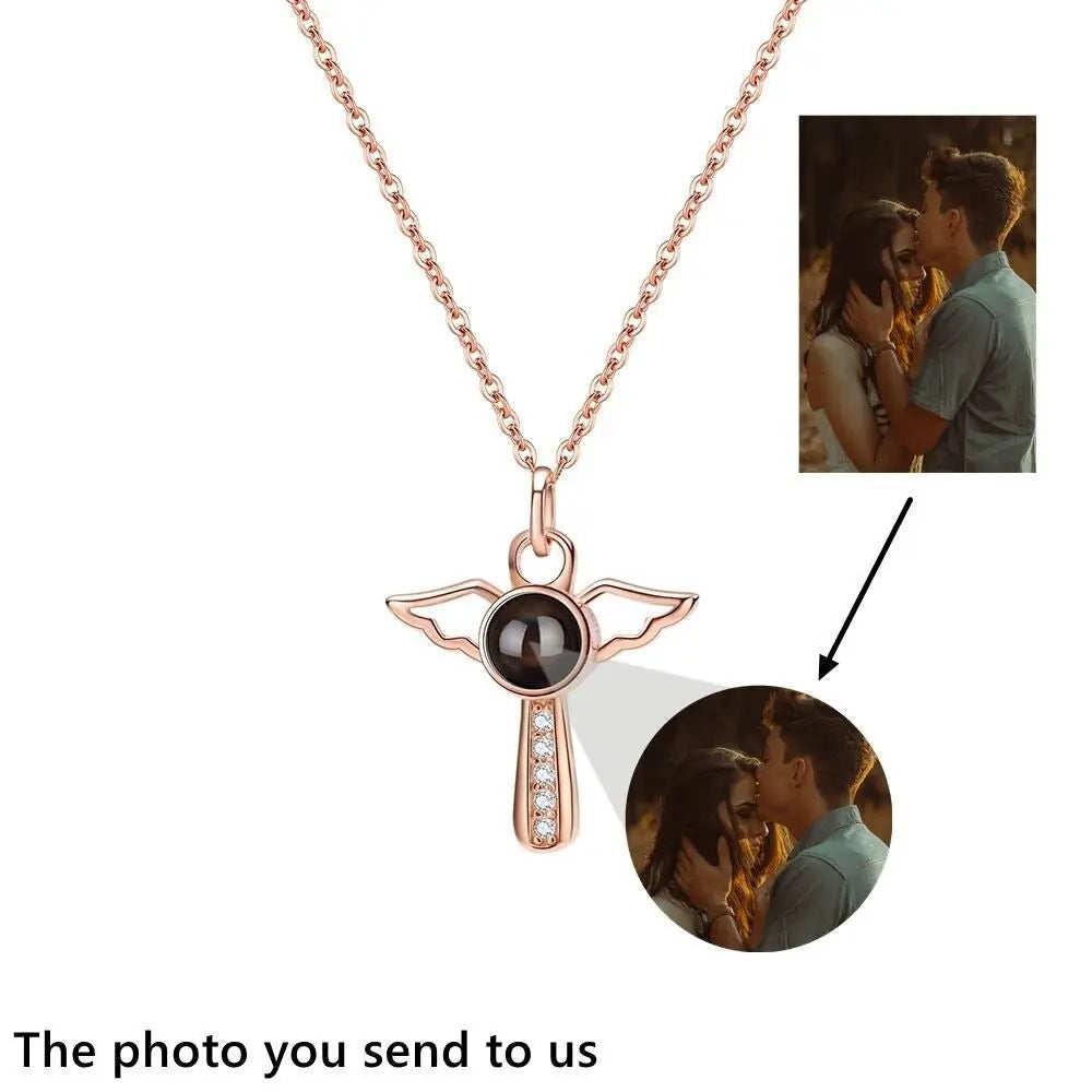 Angels Photo Custom Projection Necklace For Women Personalized Pendant Jewelry nowadaysfashion
