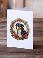Appenzeller Sennenhund Christmas Flowers Greeting Cards Pack of 8 - Blade & Thread
