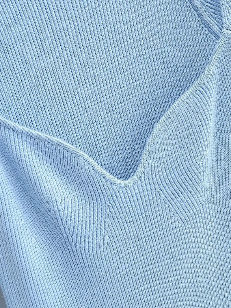 Aproms Elegant Square Neck Ribbed Knitted Dresses Women Long Sleeve High Stretch Bodycon - Blade & Thread