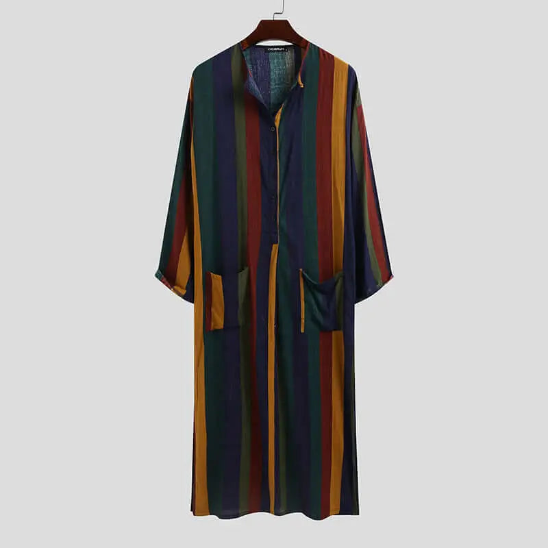 Arab Striped Printed Muslim Men's Robe - Blade & Thread