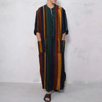 Arab Striped Printed Muslim Men's Robe Any Means Necessary Clothing
