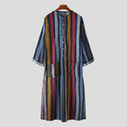 Arab Striped Printed Muslim Men's Robe Any Means Necessary Clothing