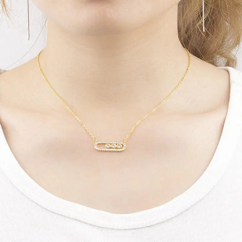 Arab Style Crystal Bead Pendant For Women Wedding Jewelry 3 Dot On Oval Necklace - Blade & Thread