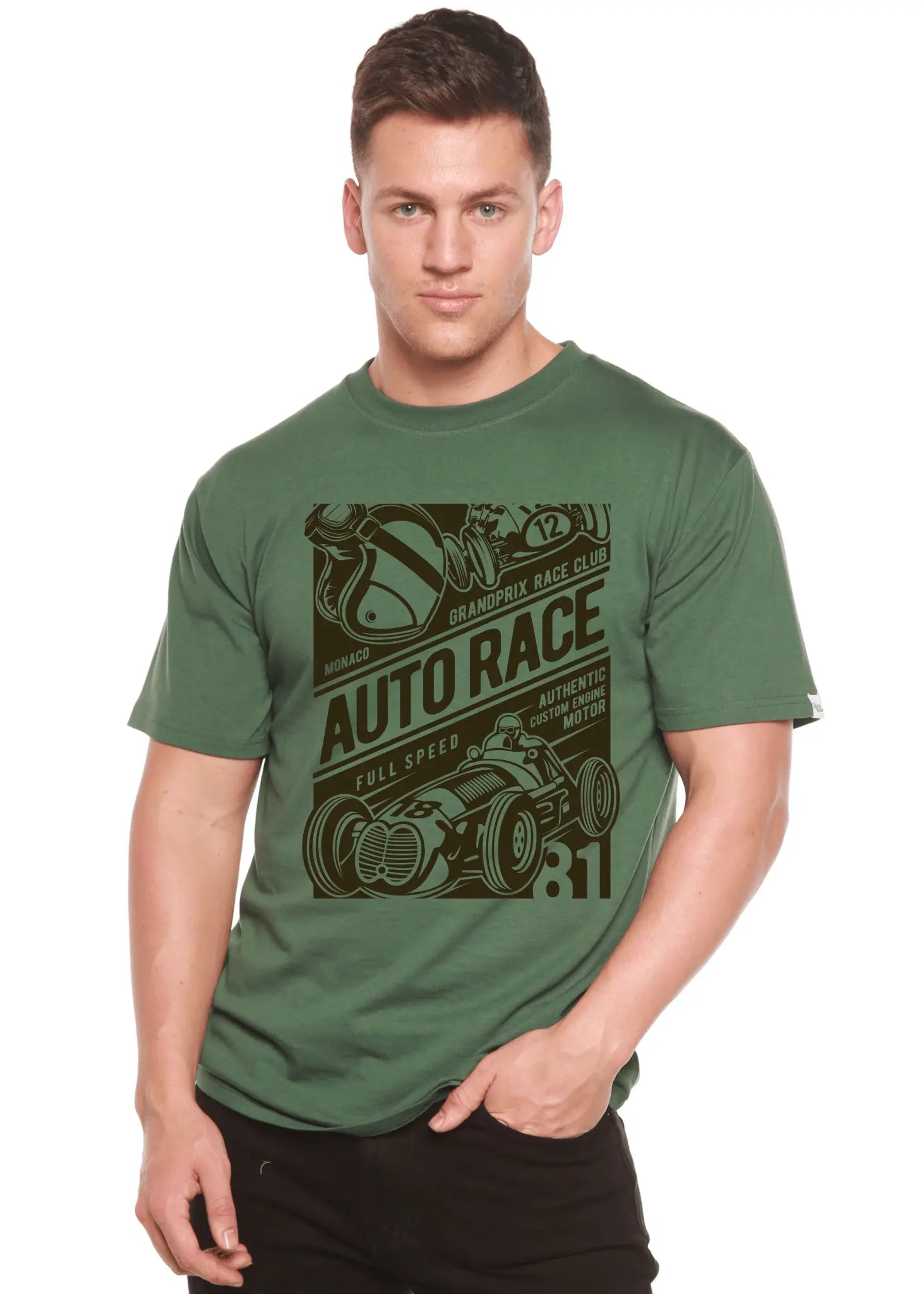 Auto Race Men's Bamboo Viscose/Organic Cotton Short Sleeve Graphic T-Shirt Spun Bamboo