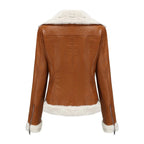Autumn and winter fleece leather women's warm long-sleeved lapel coat jacket nowadaysfashion