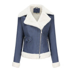Autumn and winter fleece leather women's warm long-sleeved lapel coat jacket nowadaysfashion