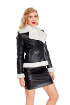 Autumn and winter fleece leather women's warm long-sleeved lapel coat jacket nowadaysfashion