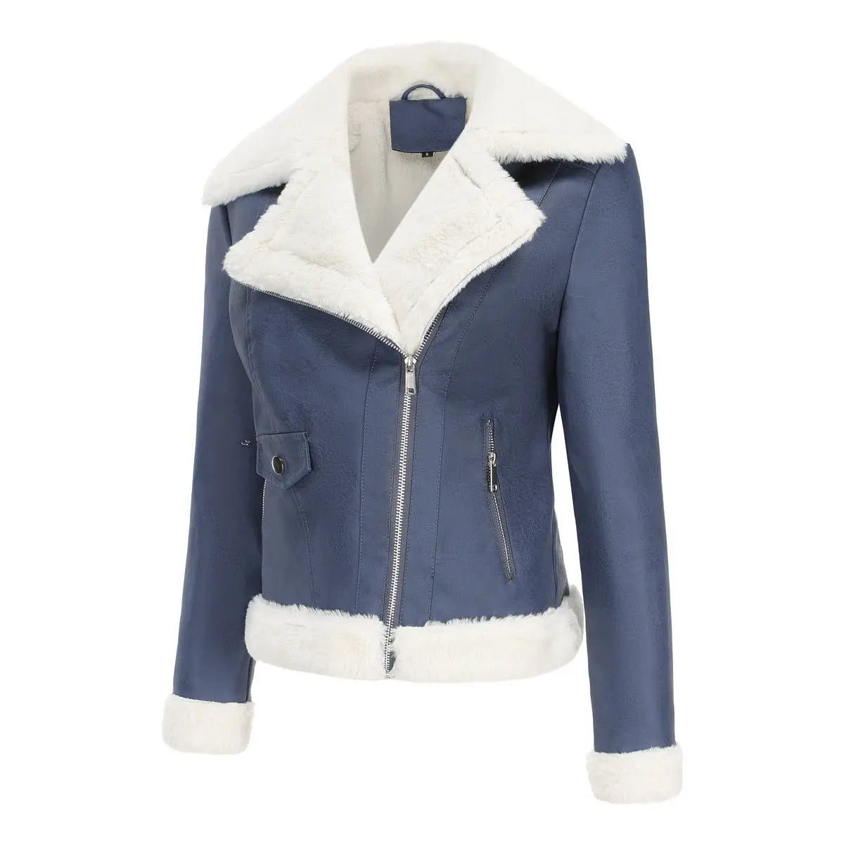 Autumn and winter fleece leather women's warm long-sleeved lapel coat jacket nowadaysfashion