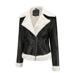 Autumn and winter fleece leather women's warm long-sleeved lapel coat jacket nowadaysfashion