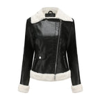 Autumn and winter fleece leather women's warm long-sleeved lapel coat jacket nowadaysfashion