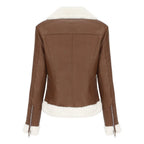 Autumn and winter fleece leather women's warm long-sleeved lapel coat jacket nowadaysfashion