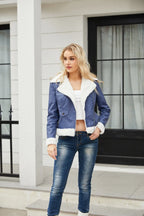 Autumn and winter fleece leather women's warm long-sleeved lapel coat jacket nowadaysfashion