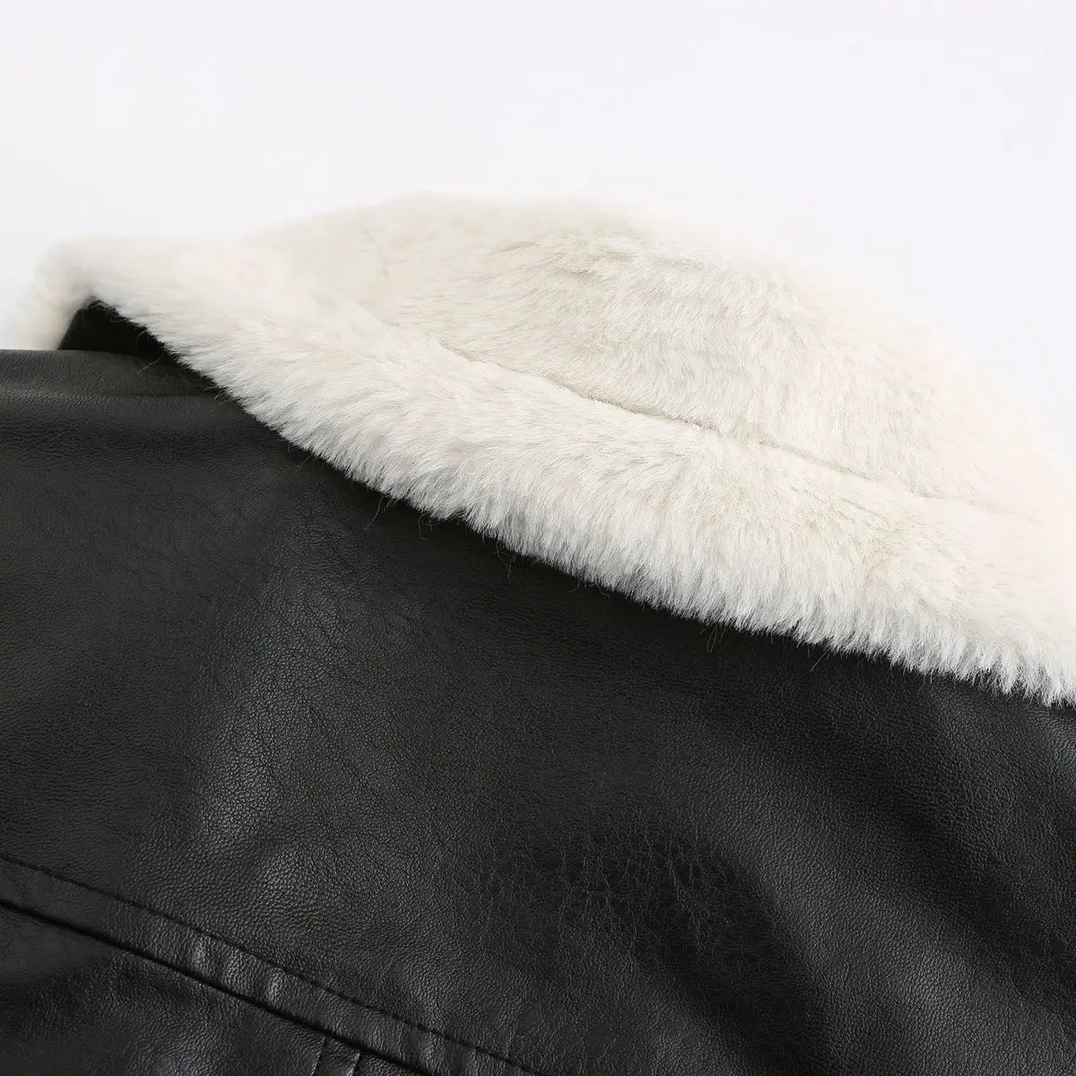 Autumn and winter fleece leather women's warm long-sleeved lapel coat jacket - Blade & Thread