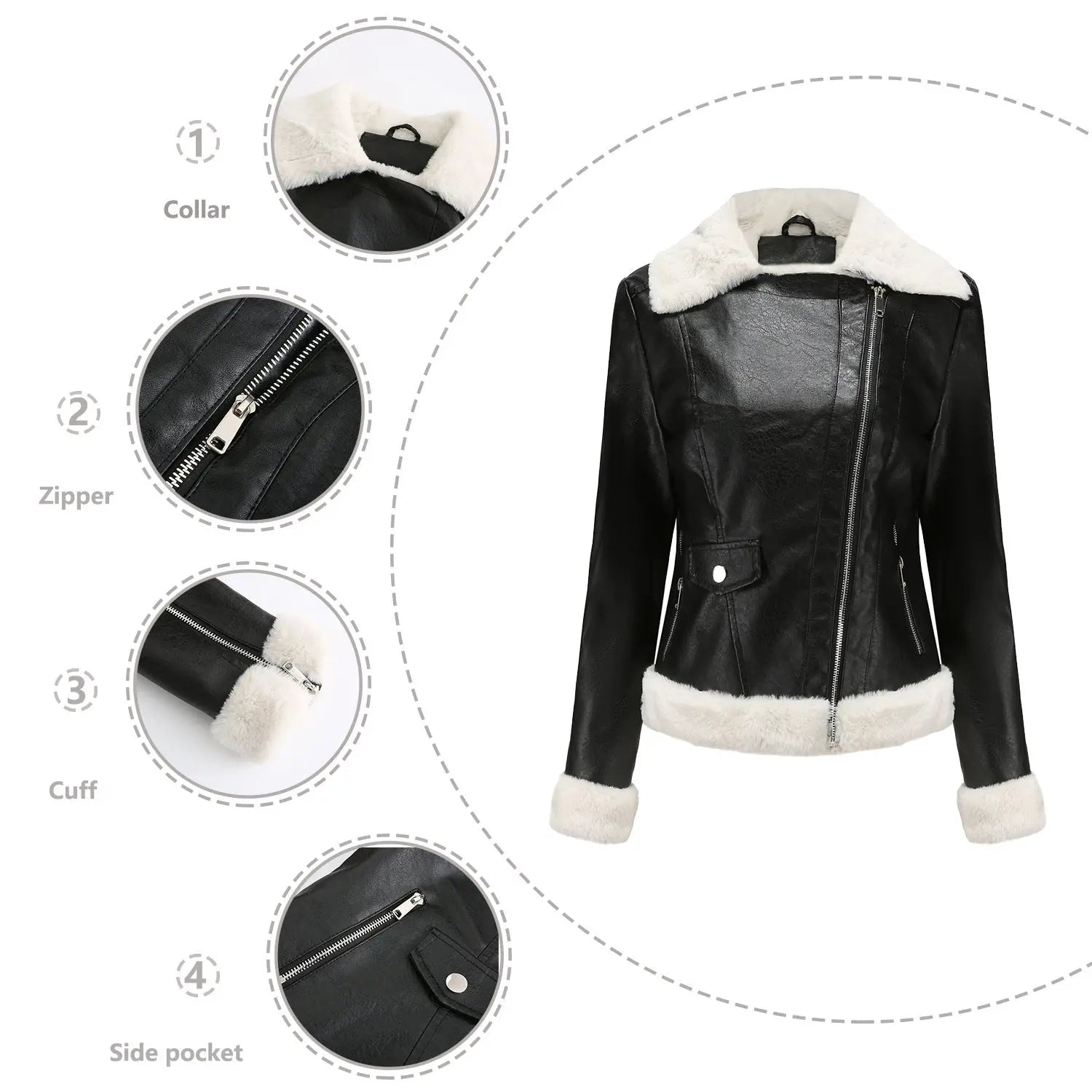 Autumn and winter fleece leather women's warm long-sleeved lapel coat jacket nowadaysfashion