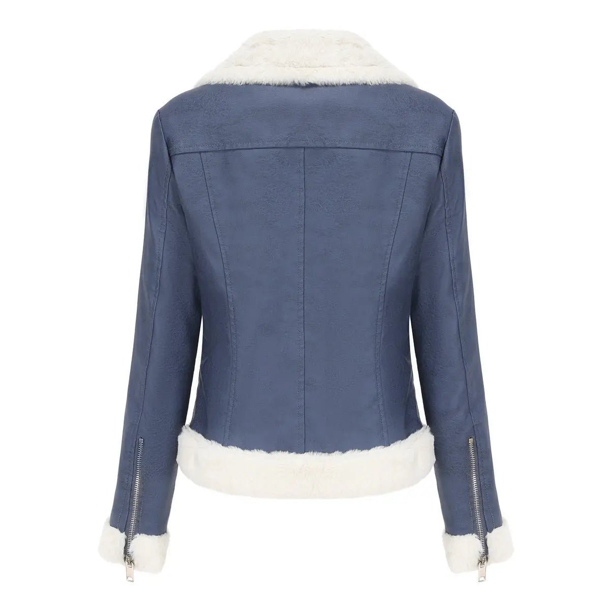 Autumn and winter fleece leather women's warm long-sleeved lapel coat jacket - Blade & Thread