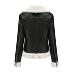 Autumn and winter fleece leather women's warm long-sleeved lapel coat jacket nowadaysfashion