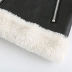 Autumn and winter fleece leather women's warm long-sleeved lapel coat jacket nowadaysfashion