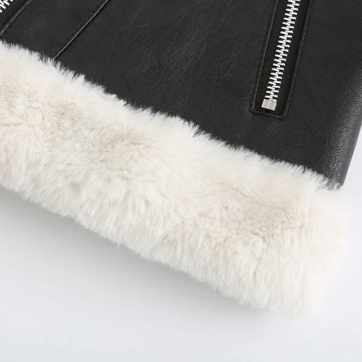 Autumn and winter fleece leather women's warm long-sleeved lapel coat jacket - Blade & Thread