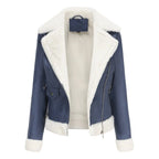 Autumn and winter fleece leather women's warm long-sleeved lapel coat jacket nowadaysfashion