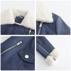 Autumn and winter fleece leather women's warm long-sleeved lapel coat jacket nowadaysfashion