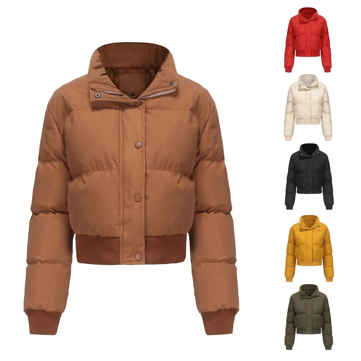Autumn and winter women's short long-sleeved turtleneck warm jacket - Blade & Thread