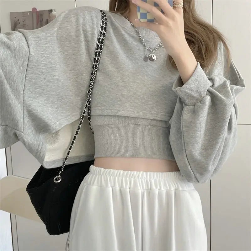 Autumn Two Piece Suit Hoodies Women Loose Bat Sleeve Tops Fashion Popular Crop Sweatshirts+Camis - Blade & Thread