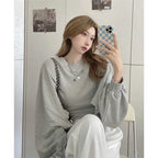 Autumn Two Piece Suit Hoodies Women Loose Bat Sleeve Tops Fashion Popular Crop Sweatshirts+Camis nowadaysfashion