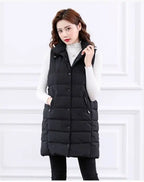 Autumn Winter Coat Women's Solid Loose Vest Stand Collar Long Vest Bodywarm Cotton Padded nowadaysfashion