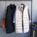 Autumn Winter Coat Women's Solid Loose Vest Stand Collar Long Vest Bodywarm Cotton Padded nowadaysfashion