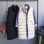Autumn Winter Coat Women's Solid Loose Vest Stand Collar Long Vest Bodywarm Cotton Padded nowadaysfashion