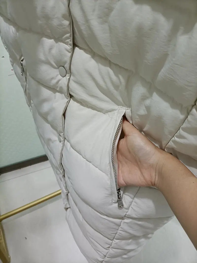 Autumn Winter Coat Women's Solid Loose Vest Stand Collar Long Vest Bodywarm Cotton Padded nowadaysfashion