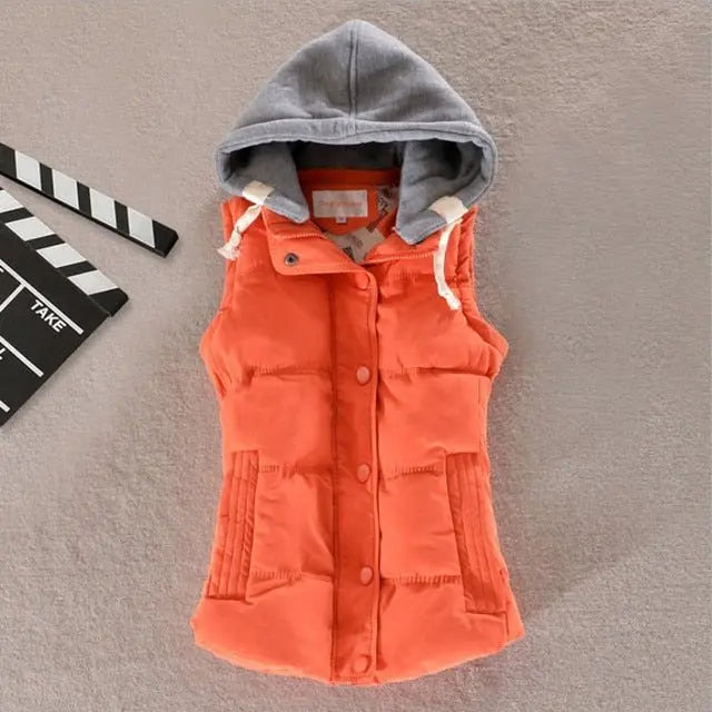 Autumn Winter Cotton Vest Women Sleeveless Hooded Casual Coat nowadaysfashion
