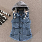 Autumn Winter Cotton Vest Women Sleeveless Hooded Casual Coat nowadaysfashion