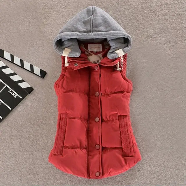 Autumn Winter Cotton Vest Women Sleeveless Hooded Casual Coat nowadaysfashion