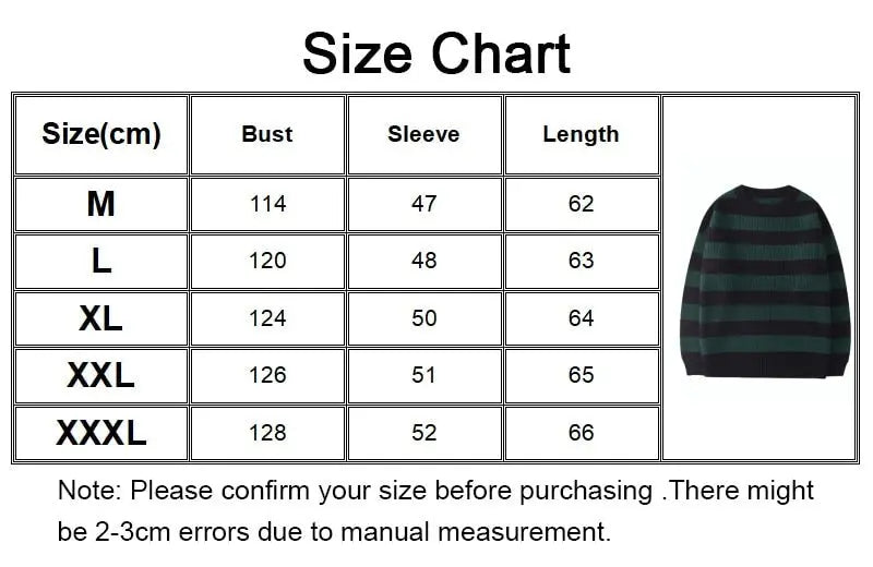 Autumn Winter Knitted Striped Sweater Casual Oversized Pullovers Sweaters nowadaysfashion
