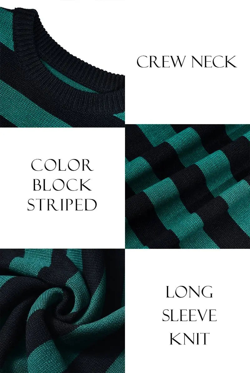 Autumn Winter Knitted Striped Sweater Casual Oversized Pullovers Sweaters - Blade & Thread