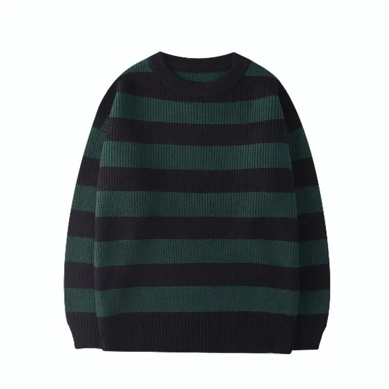 Autumn Winter Knitted Striped Sweater Casual Oversized Pullovers Sweaters - Blade & Thread