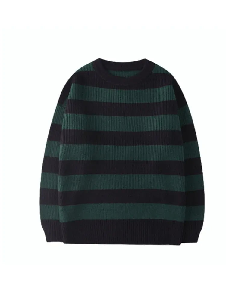 Autumn Winter Knitted Striped Sweater Casual Oversized Pullovers Sweaters - Blade & Thread