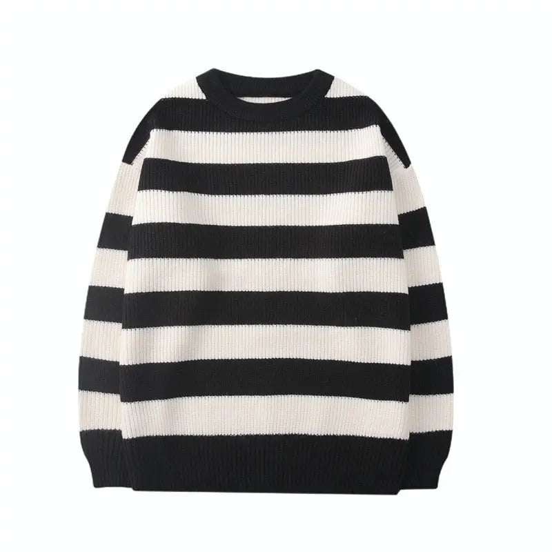Autumn Winter Knitted Striped Sweater Casual Oversized Pullovers Sweaters - Blade & Thread